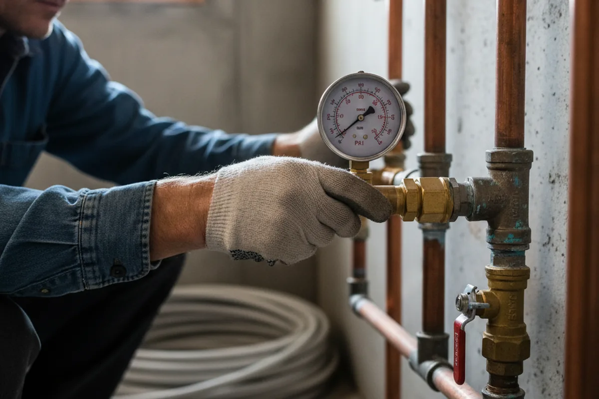 Pressure testing a repaired line during Water Line Repair in Potsdam
