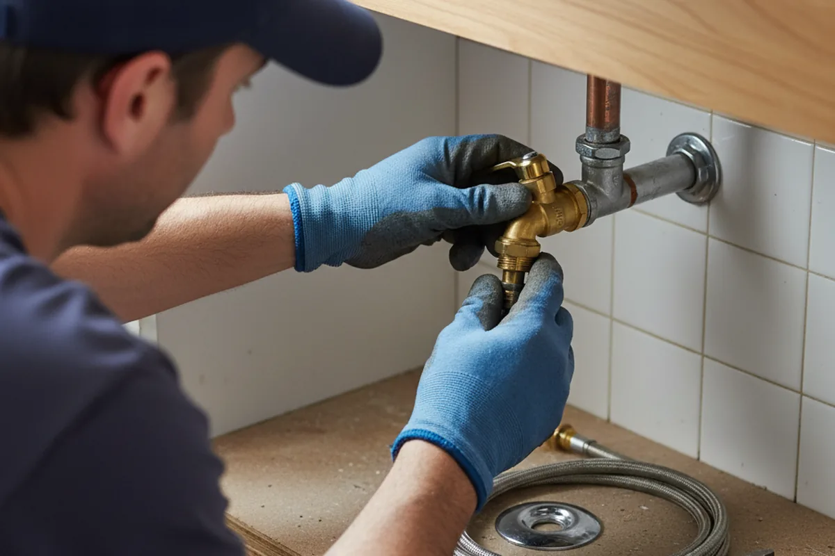 Shutoff valve and fitting work during Burst Pipe Repair in Potsdam